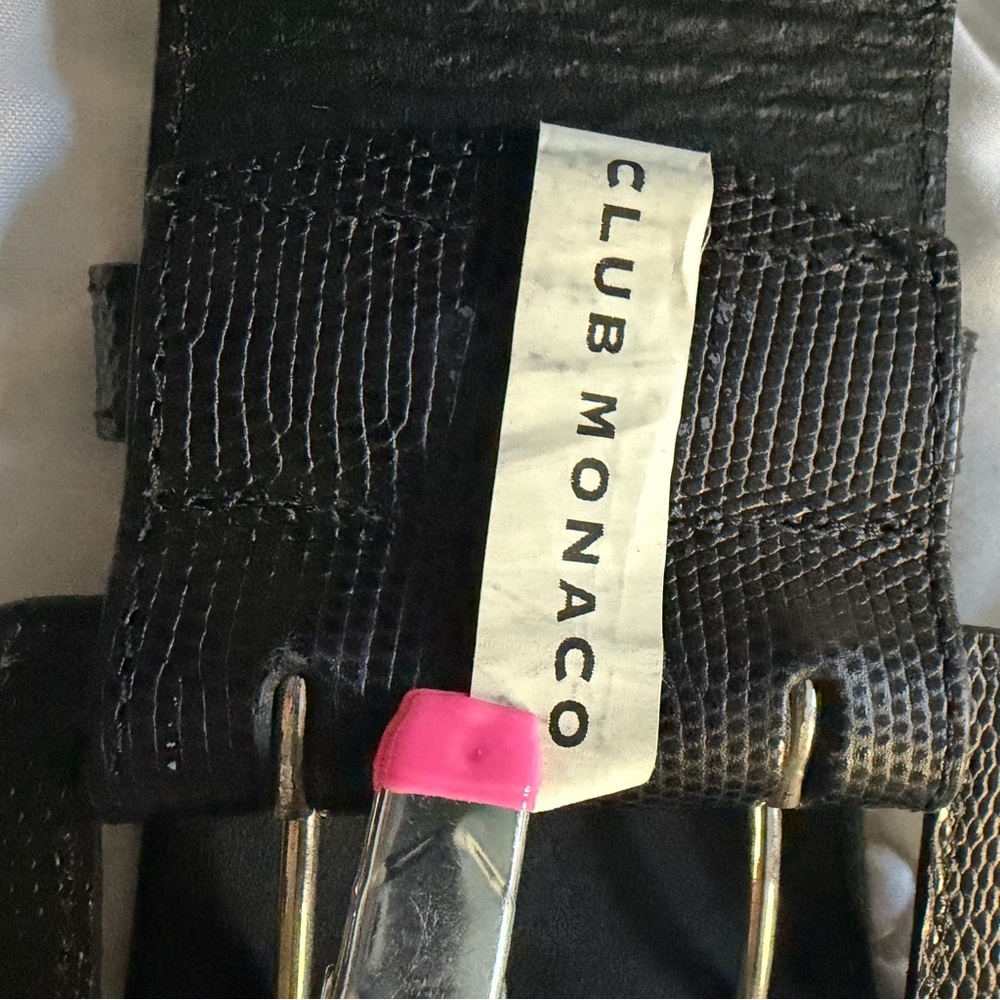 Genuine leather 3” Club Monaco Black Belt - Picture 2 of 7